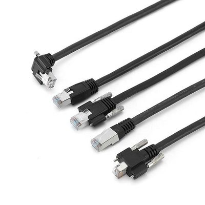 Cabo ethernet industrial S/FTP RJ45 8P da câmera de Cat6A com parafuso GigE do fechamento