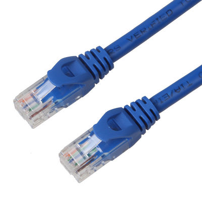 Revestimento de PVC azul de cabo de remendo 24AWG Cat6 BC7/0.2 UTP com o conector 8P8C