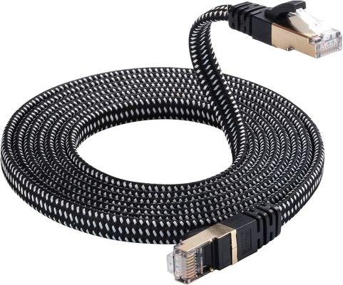 Cabo de remendo Cat7 trançado de nylon 10Gbps de alta velocidade à prova de intempéries