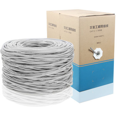 O cabo ethernet durável da rede de 23AWG Cat5e, 4 pares 1000ft UTP protegeu o cabo