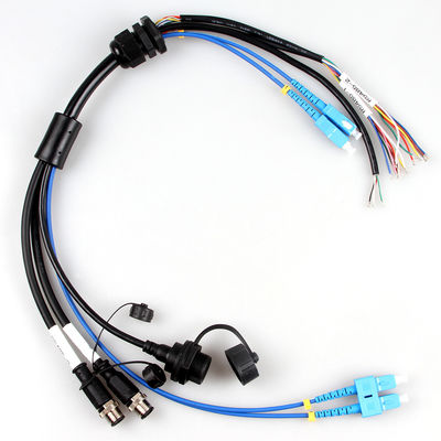 Conjunto de cabo impermeável aeroespacial M12+USB do chicote de fios do fio Female+Fiber ótico