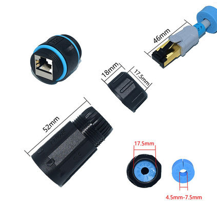 IP68 conector impermeável Inline exterior CAT6 STP fêmea à fêmea