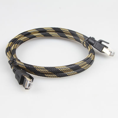 O nylon exterior do cabo ethernet do gato 8 de SFTP RJ45 trançou o amarelo preto