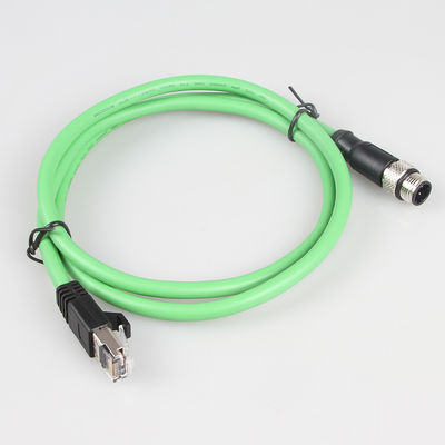 Estábulo industrial do gigabit do cabo ethernet M12 4 Pin To RJ45 da câmera verde