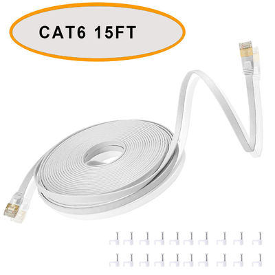 Cat 6 Ethernet Flat Patch Cable 50 Ft cor branca par trançado não blindado