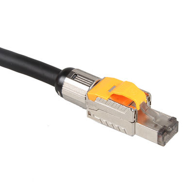 Cabo do remendo do ângulo reto Cat8 do ODM com o conector modular da tomada de Toolless