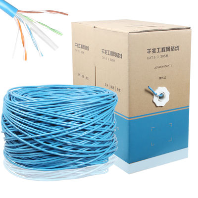 O cabo UTP Lan Cable 4 do Internet de 1000FT CCA CAT6 EMPARELHA 24AWG 0.48mm 305M Grey