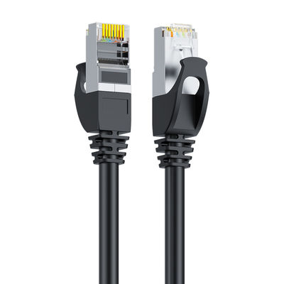 Cabo de conexão SFTP Cat6 preto blindado duplo 24AWG cobre puro conector RJ45