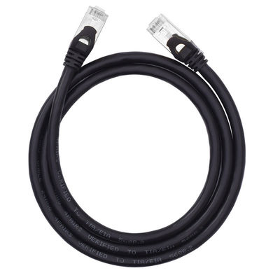 Cabo de conexão SFTP Cat6 preto blindado duplo 24AWG cobre puro conector RJ45