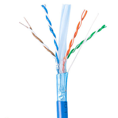 Cobre desencapado contínuo Cat6a Lan Cable Shielded Riser 1000ft 23AWG azul 750MHz PoE++