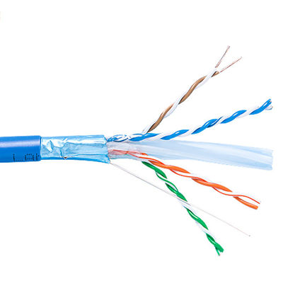 Cobre desencapado contínuo Cat6a Lan Cable Shielded Riser 1000ft 23AWG azul 750MHz PoE++
