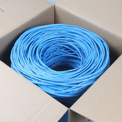 Cobre desencapado contínuo Cat6a Lan Cable Shielded Riser 1000ft 23AWG azul 750MHz PoE++