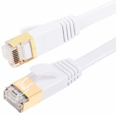 Cabo Ethernet plano Cat7 patch cord SFTP blindado multiuso cor branca