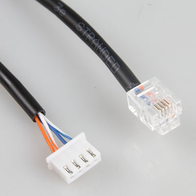 Chicote de fios industrial do fio do estábulo do CE, RJ11 6P4C ao cabo de remendo do telefone de XH2.54 4P