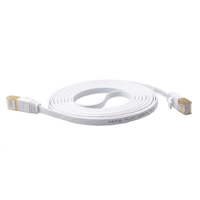 Os ethernet Lan Cables White With Gold da rede Cat6 protegeram conectores de Snagless Rj45