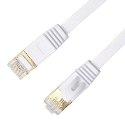 Os ethernet Lan Cables White With Gold da rede Cat6 protegeram conectores de Snagless Rj45