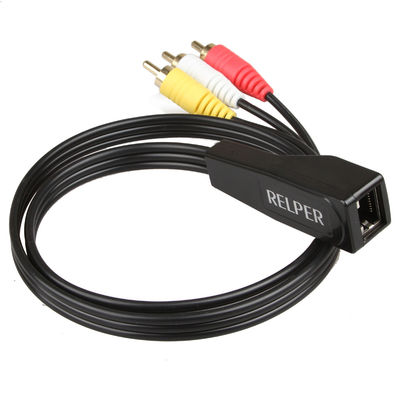 Cabo de extensão audio de RCA da fêmea estável 3, RCA de múltiplos propósitos ao adaptador RJ45