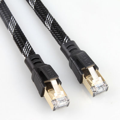 Cabo de rede resistente Rj45 Cat8, patch cord trançado de nylon Cat 8