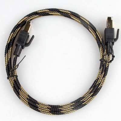 Alta velocidade amarela preta trançada de nylon do cabo estável do remendo do RJ45 Cat8
