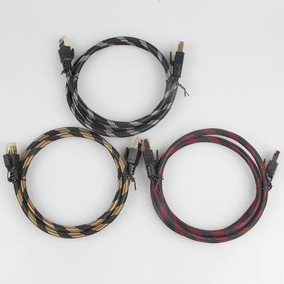 O nylon exterior do cabo ethernet do gato 8 de SFTP RJ45 trançou o amarelo preto