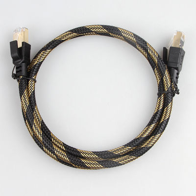 O nylon exterior do cabo ethernet do gato 8 de SFTP RJ45 trançou o amarelo preto