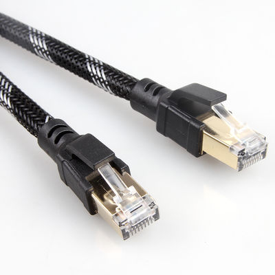 Patch Cable Cat8 externo interno trançado de nylon 26AWG 40Gbps 2000MHz S/FTP