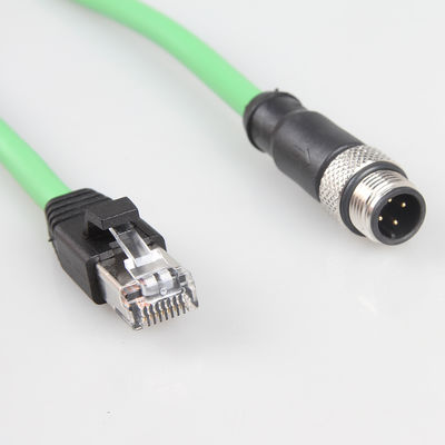 Estábulo industrial do gigabit do cabo ethernet M12 4 Pin To RJ45 da câmera verde