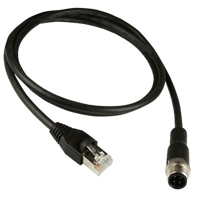 M12 à cor industrial do preto do cabo ethernet Cat5e Cat6 do gigabit Rj45
