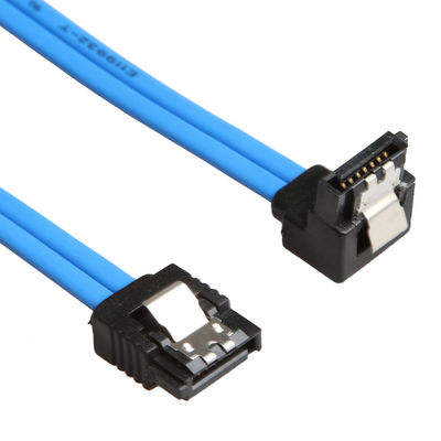 Cabo prático azul de SATA 3 6GB S com travamento da trava reta à tomada de 90 graus