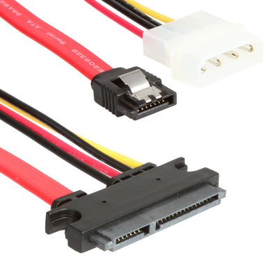 O chicote de fios do fio dos dados de ROHS SATA III cabografa SATA 7+15Pin 22 Pin To SATA 7Pin+4Pin