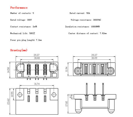Conector de lâmina prático do poder do OEM, MISTA 3 Pin Electrical Cable Connectors