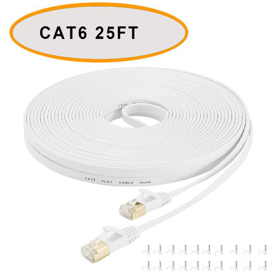 Cat 6 Ethernet Flat Patch Cable 50 Ft cor branca par trançado não blindado
