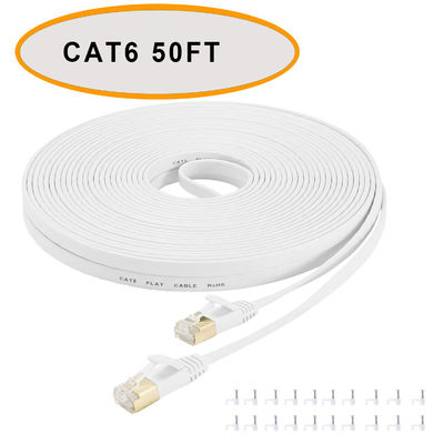 Cat 6 Ethernet Flat Patch Cable 50 Ft cor branca par trançado não blindado