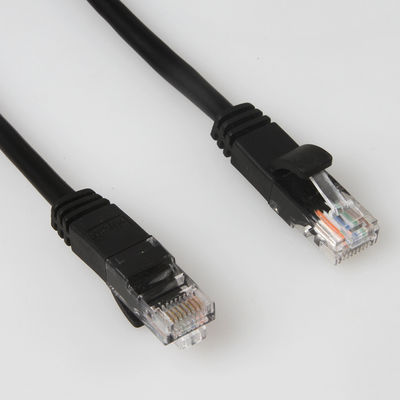 Cabo preto do cabo de remendo do ftp Cat5e do CCA UTP com o conector macho RJ45