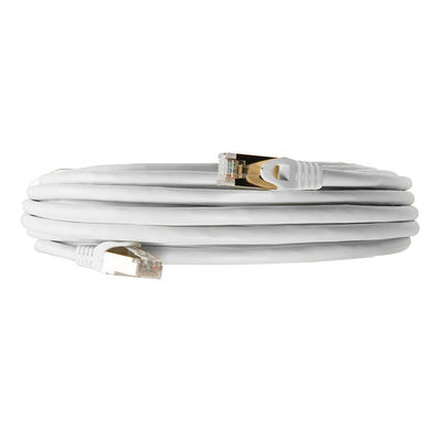 Cabo de conexão RJ45 de 0,5-90 m, cabo Ethernet Cat 7 branco de blindagem dupla
