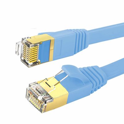 Cabo Ethernet Cat 7 estável de 600 MHz plano, BC Blue Cabo SFTP Cat7 prático