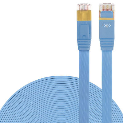 Cabo Ethernet Cat 7 estável de 600 MHz plano, BC Blue Cabo SFTP Cat7 prático