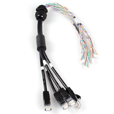 4 impermeáveis em 1 cabo ethernet do gato 6a, 4 cabo do tronco do homem RJ45 Cat6a do ramo