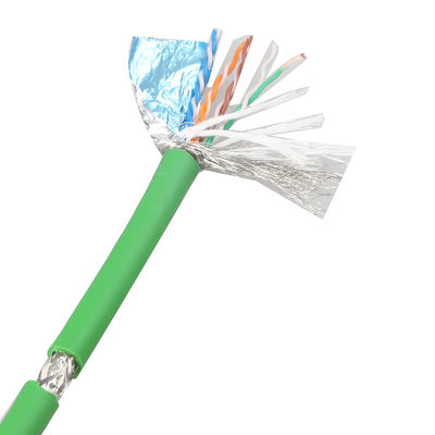 Cabo ethernet alto do verde RJ45 do PVC do gato 5e SFTP AWG26 da flexibilidade para aplicações industriais